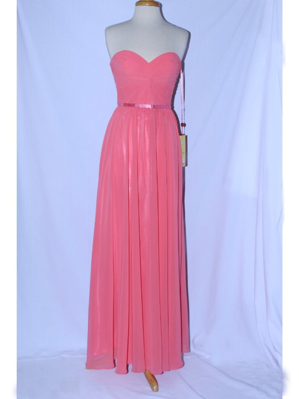 MayQueen #1145 Chiffon Lace Up Bridesmaid or Formal Dress -Size 8-CORAL-NEW